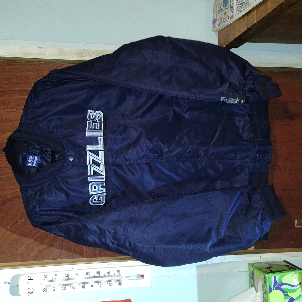 Grizzlies Navy Satin Button-Up Jacket